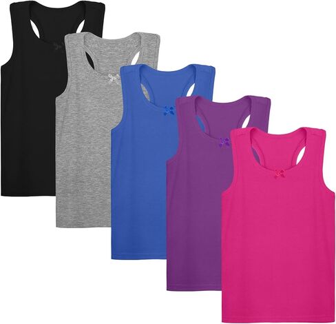 5 قطع من قمصان الرقص للفتيات بدون أكمام من Racerback بدون أكمام، قمصان رقص الباليه للفتيات الصغيرات in Kuwait