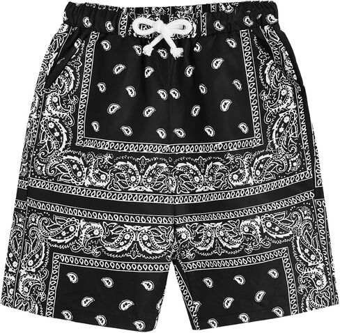 Boy's Paisley Shorts Boho Drawsring Casual Gym Beach Bandana Shorts Summer Shorts for Boys in Saudi Arabia