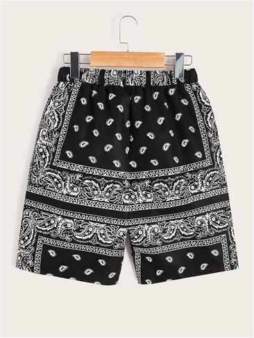 Boy's Paisley Shorts Boho Drawsring Casual Gym Beach Bandana Shorts Summer Shorts for Boys in Saudi Arabia