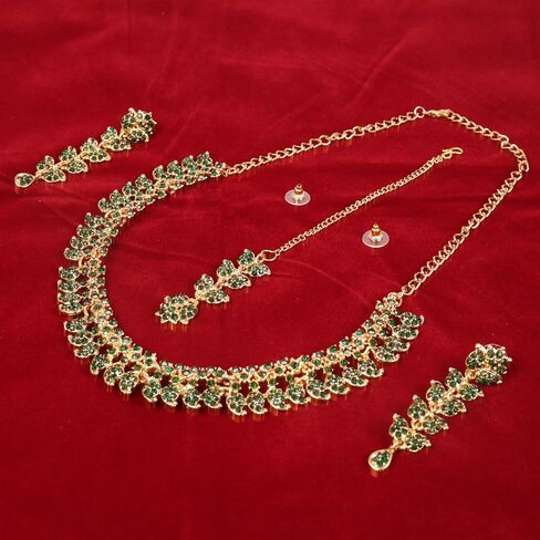Touchstone Hollywood Glamour white crystals paisley motif grand jewelry necklace in antique tone for women (D298 White - 2) in Kuwait