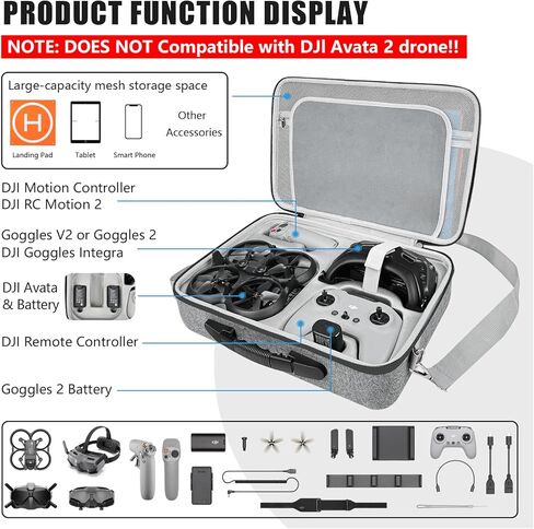 شنطة افاتا صلبة لحمل دي جيه اي افاتا اف بي في من امازير، شنطة حمل محمولة للسفر لملحقات درون دي جيه اي افات (متوافقة مع نظارات دي جيه اي انتيجرا ونظارات V2 ونظارات 2), ترقية سعة كبيرة, ترقية سعة كبيرة in Kuwait