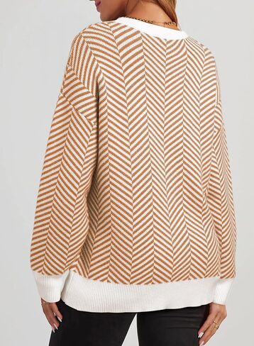 Dokotoo Women's Crewneck Cute Sweaters 2024 Striped Colorblock Fall Winter Knitted Pullover Tops in Saudi Arabia