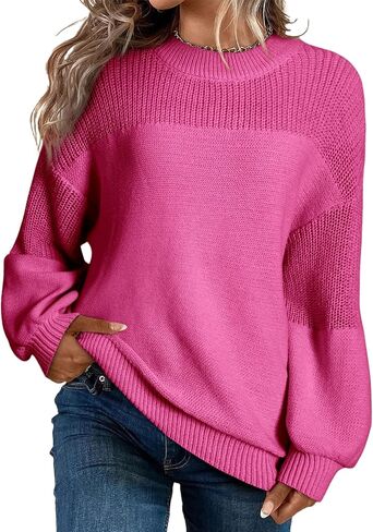 Dokotoo Women's Casual Long Sleeve Sweaters Loose Crewneck Knit Solid Pullover Sweater Jumper Tops in Saudi Arabia