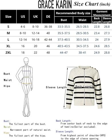 GRACE KARIN Women's 2024 Fall Winter Striped Sweater Oversized Crew Neck Cable Knit Sweater Button Shoulder Pullover Tops in Saudi Arabia