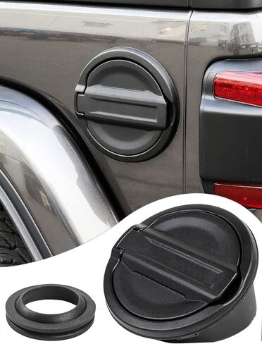 Savadicar Gas Cap Cover, Fuel Filler Tank Door Compatible with 2018-2024 Jeep Wrangler JL JLU 2 and 4 Door, ABS + Aluminum Alloy Structure, Replacement Accessories, Black in Kuwait