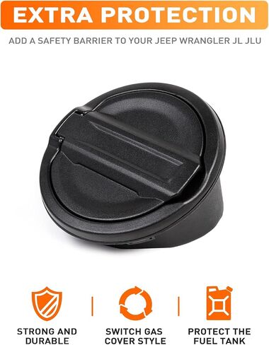 Savadicar Gas Cap Cover, Fuel Filler Tank Door Compatible with 2018-2024 Jeep Wrangler JL JLU 2 and 4 Door, ABS + Aluminum Alloy Structure, Replacement Accessories, Black in Kuwait