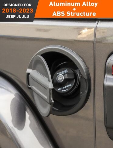 Savadicar Gas Cap Cover, Fuel Filler Tank Door Compatible with 2018-2024 Jeep Wrangler JL JLU 2 and 4 Door, ABS + Aluminum Alloy Structure, Replacement Accessories, Black in Kuwait