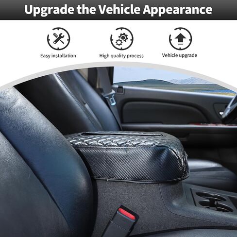 CheroCar Center Console Leather Armrest Pad Cover Interior Accessories for Silverado/Avalanche/Tahoe/Suburban/GMC YUKON 2007-2013 (Carbon Fiber) in Saudi Arabia