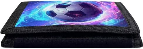 Youth Wallets for Boys Sport Purse Blue Fire Soccer Clutch Purse Three Fold Wallet Money Clips Handbag Card Holder Wallets in Saudi Arabia