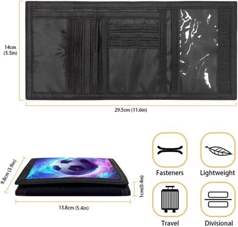 Youth Wallets for Boys Sport Purse Blue Fire Soccer Clutch Purse Three Fold Wallet Money Clips Handbag Card Holder Wallets in Saudi Arabia