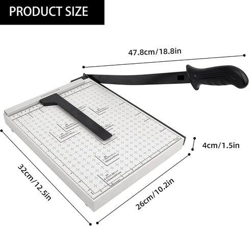 Paper Cutter for Cardstock Heavy Duty 12 inch, 12" Cut Length Guillotine Paper Trimmer for Cardstock Metal Base, 12 Sheets Capacity, for Home Office Classroom School in Saudi Arabia