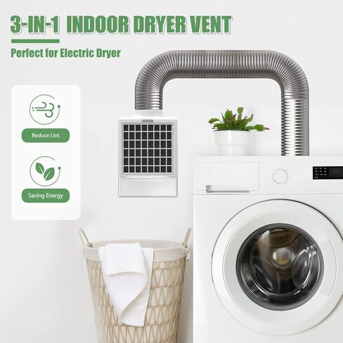 Cyndi's Store 3 in 1 Indoor Dryer Vent Kit - Dryer Vent Screen Filter Bucket Box for Electric Dryer Inside Use, with 4 Pieces Filters - White in Saudi Arabia