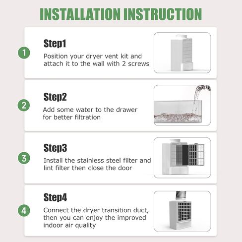Cyndi's Store 3 in 1 Indoor Dryer Vent Kit - Dryer Vent Screen Filter Bucket Box for Electric Dryer Inside Use, with 4 Pieces Filters - White in Saudi Arabia