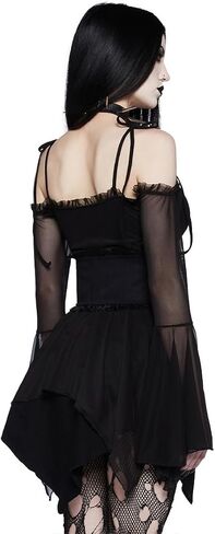 Dolls Kill So Bewitching Corset Handkerchief Dress by Widow - Off-Shoulder Cotton and Mesh Dress with Detachable Corset in Saudi Arabia