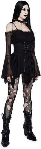 Dolls Kill So Bewitching Corset Handkerchief Dress by Widow - Off-Shoulder Cotton and Mesh Dress with Detachable Corset in Saudi Arabia