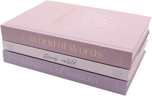 Faux Decorative Books - 3-Piece Coffee Table Decor Centerpiece Accents - Shelf Decor with Blank Pages, Pastel Colors, Varied Spine Thickness, Elegant Hardcover Designs - Shelf & Mantel Decorations in Saudi Arabia