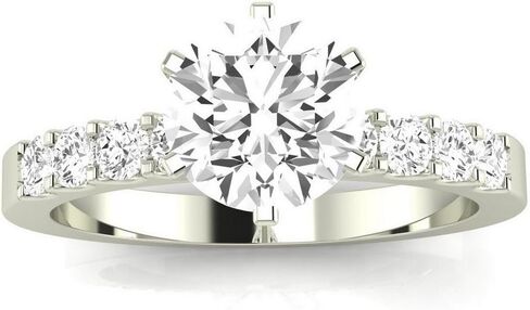 14K White Gold 2.5 Carat LAB GROWN DIAMOND Classic Prong Set Round Cut Diamond Engagement Ring (D-E Color VS1-VS2 Clarity 2 Ct Center) in Saudi Arabia