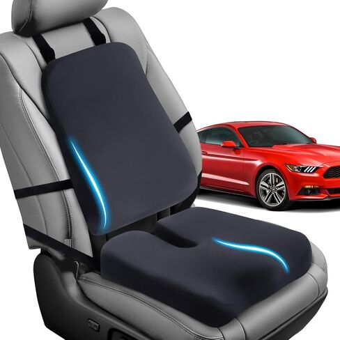 Elmara Doctor-Designed Car Seat Cushions for Driving – Car Seat Back Support, Driver Seat Cushion and Back Cushion for Car, Pillow for Driving Seat – The Ultimate Comfort Solution for Cars (Black) in Saudi Arabia
