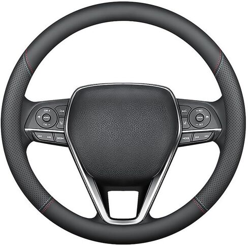 LKWLIKEI Nappa Premium Leather car Steering Wheel Cover, Non-Slip, Breathable, Universal 15 inches in Kuwait