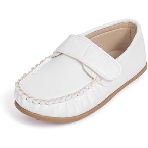Toddler Boys Girls Leather Loafers Little Kids Slip-On Texture Flats Boat Wedding Dress Shoes School Uniform Moccasins Daily Walking Shoes(Toddler/Little Kids)