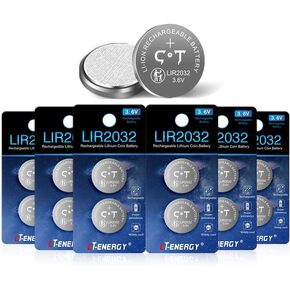 CT-ENERGY Rechargeable 2032 Lithium Battery 6 Pack 3.6V Replace Disposable CR2032 Batteries