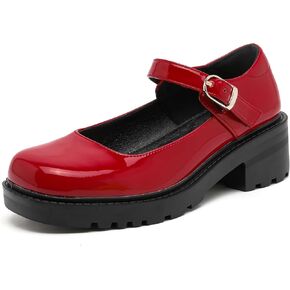 DADAWEN Women's Mary Jane Shoes Platform Oxford Shoes Leather Round Toe Chunky Heel Non-Slip Comfort Casual Dressy Girls School Work Shoes
