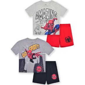 Marvel Spider-Man Boys 4 Piece Mix and Match T-shirts and Shorts Set for Toddlers