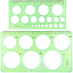 2Pcs Circle Template for Drawing Drafting Geometric Circle Ruler for Painting Circle Round Drawing Templates Plastic Transparent Circle Drawing Tool for School Office Supplies