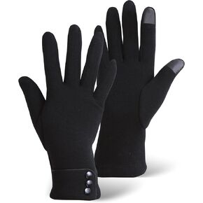 Womens Winter Touch Screen Gloves - Warm & Lightweight Touchscreen Glove Liners for Texting, Driving & Social Media Browsing - Ladies Cold Weather Black Thermal Hand Gloves for The Tech Savvy & Chic