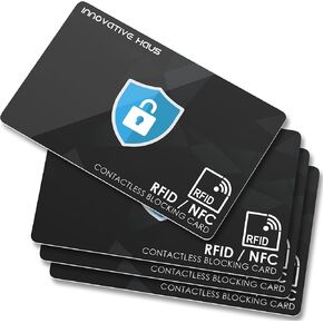 INNOVATIVE HAUS RFID Blocking Card - Slim RFID Card Blocker & NFC Contactless Card Protector for Wallets and Purses.Secure Credit Card & Debit Card. Protect Personal Information from Skimmer- 4 Pack