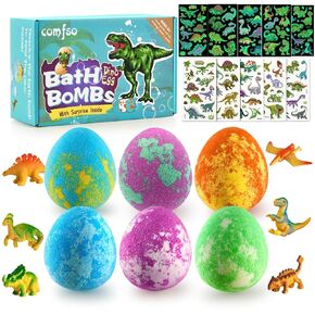 Bath Bombs for Kids - Dino Eggs Bath Bombs with Surprise Inside, Toddler Bath Bomb, Natural Bubble Bath Kids, Bathbombs Gift Set, Dinosaur Toys for Boys Girls, Birthday Party Gifts