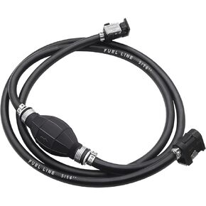Taiss 6.56FT Boat Motor Fuel Line Hose Outboard Primer Bulb Assembly ID 5/16" (8mm), with Snap Connector and Steel Hose Clamps for Marine Boat motor vehicle