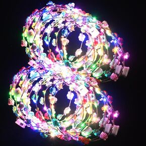 20 Pcs LED Flower Crowns Headbands,Light Up Headbands For Women,Glow In The Dark Headband Wreath,Suitable For Birthdays,Weddings, Halloween, Christmas, Role-Playing, Beach Parties