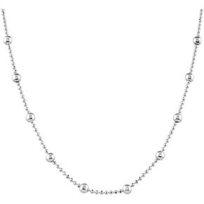 Womens Silver Chain Beaded Necklace, 925 Sterling Silver 4 mm / 1.2 mm Balls Beads Chain Necklace for Women Girls 16" 18" 19" 20" 21" 22" 24" in