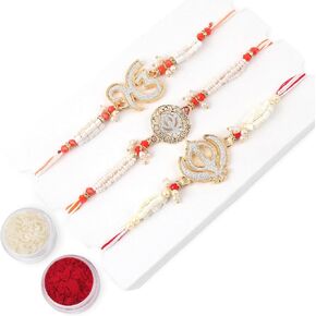 Rakhi for brother Bhaiya Bhabhi Gift Set of 3 Pcs Rakhi for family Raksha Bandhan Festival Rakhi for Bhaiya and Bhabhi, Indian designer latest Rakhi for bhai Thread bracelet
