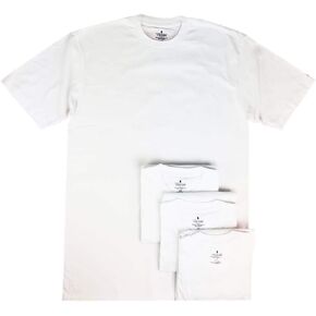 Stafford Men’s Tall/Extra Tall 100% Heavy Weight Cotton Crew Neck Undershirt, White, Short Sleeve, 4 Pack (Extra Large Tall (XLT))