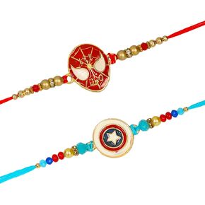 Set of 2 Rakhi for Small Brothers Designer Rakhi Rakhi for Sister, Rakhi for Little Brother Bhai | Raksha Bandhan Elephant Rakhi for Brother with Greeting card and Roli Chawal (Design1)