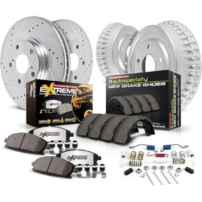 Power Stop K15033DK-36 Front and Rear Z36 Truck & Tow Brake Kit, Carbon Fiber Ceramic Brake Pads and Drilled/Slotted Brake Drums