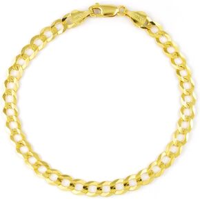 Nuragold 10k Yellow Gold 6mm Solid Cuban Curb Link Chain Bracelet, Mens Jewelry 7" 7.5" 8" 8.5" 9"
