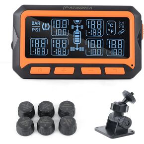 RV TPMS with 10 Sensors 7 Modes for Comprehensive Monitoring Live Pressure & Temperature Updates Auto Sleep Mode for Efficiency