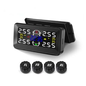 2024 NEWEST Samrt Solar TPMS Tire Pressure Monitoring System Measurement accuracy of 0.01Bar Detached Bracket Installed on Windowshield Real-Time Display Max 116PSI for Car RV SUV 4-External Sensor