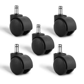 Office Chair Wheels Replacement Circlip Stem fits 99% Chairs' Wheel Set of 5pcs Heavy Duty Mute Universal Castor 2 Inches Swivel Casters for Rolling Stools Gaming Chairs on Carpets and Floors
