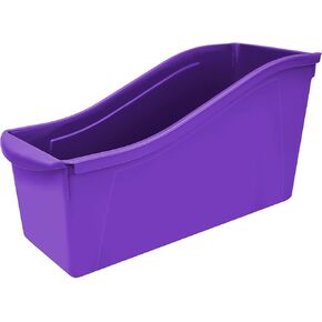 Storex Large Book Bin, Interlocking Plastic Organizer for Home, Office and Classroom, Purple, 6-Pack (71103U06C)