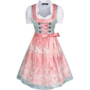 Scarlet Darkness Women Oktoberfest Dress 3 Pcs Carnival Costumes Bavarian Dirndl Dress