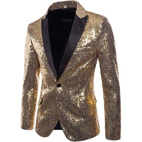 【5sizes 6colors Mens One Button Sequin Dress Suit Jacket Party Festival Tuxedo Sport Coat