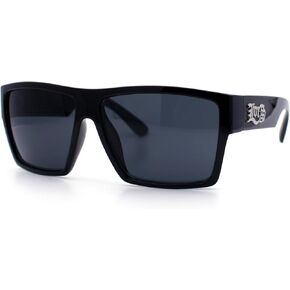 Locs Squared Rectangular Cholo Gangster All Black Sunglasses
