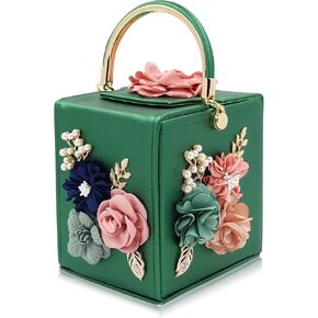 Milisente Evening Clutch Bag for Women Floral Square Box Evening Bags Crossbody Shoulder handBags Flower Wedding Clutch Purse