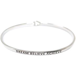 by you Inspirational Warrior Positive Message Engraved Thin Cuff Bangle Hook Bracelet (Warrior-Rosegold, Brass)