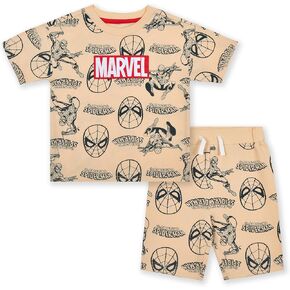 Marvel Spider-Man Boys 2 Piece French Terry Short Sleeve T-Shirt and Shorts Set for Toddlers
