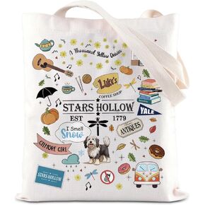 ENSIANTH Stars Hollow Inspired Tote Bag TV Show Merch Dragonfly Inn Shopping Bag Lorelei Rory Fans Gift Lukes Diner Gift
